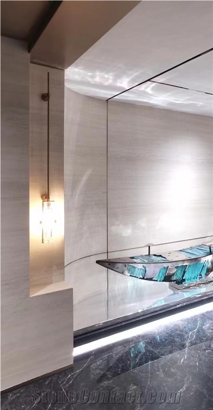 Natural Ivory White Travertine Honed And Unfilled  Slabs