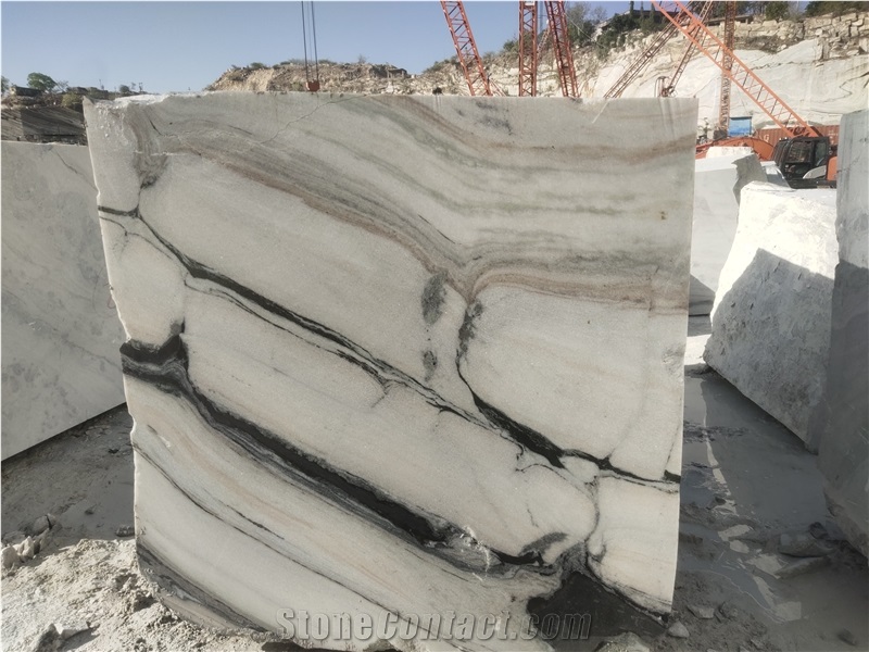 Exotic Panda White Marble Blocks