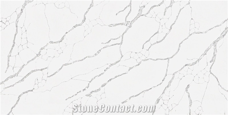 AQ4762 White Calacatta Quartz Slabs With Grey Veins