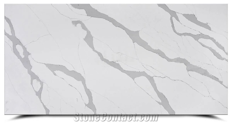 AQ6017 Calacatta Blanco Glacier White Quartz Slabs