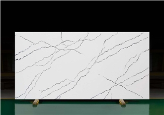 AQ6254 White Calacatta Quartz Slabs With Black Vein AQ6254 White Calacatta Quartz Slabs With Black Vein