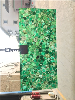 Backlit Translucent Green Agate Stone Kitchen Island Tops