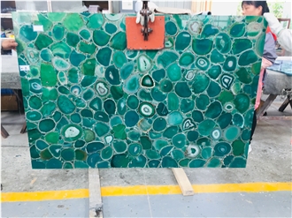 Backlit Translucent Green Agate Stone Kitchen Island Tops