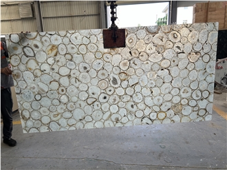 Backlit Translucent  Stone Panel White Agate Gemstone Slabs