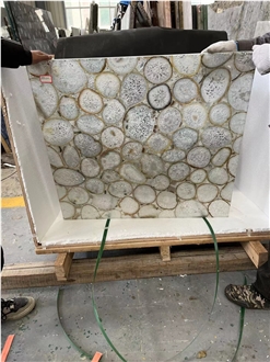 Backlit Translucent  Stone Panel White Agate Gemstone Slabs