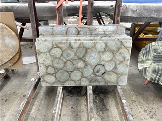 Backlit Translucent  Stone Panel White Agate Gemstone Slabs