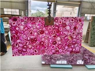 Backlit Translucent Stone Pink Agate Gemstone Panels Backlit Translucent Stone Pink Agate Gemstone Panels