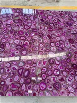 Backlit Translucent Stone Pink Agate Gemstone Panels