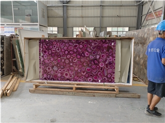 Backlit Translucent Stone Pink Agate Gemstone Panels