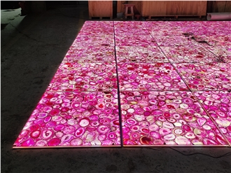 Backlit Translucent Stone Pink Agate Gemstone Panels