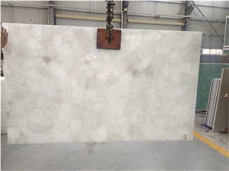 Backlit White Crystal Quartz Semiprecious Stone Slabs