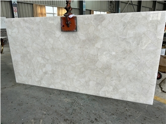 Backlit White Crystal Quartz Semiprecious Stone Slabs