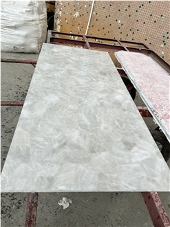 Backlit White Crystal Quartz Semiprecious Stone Slabs