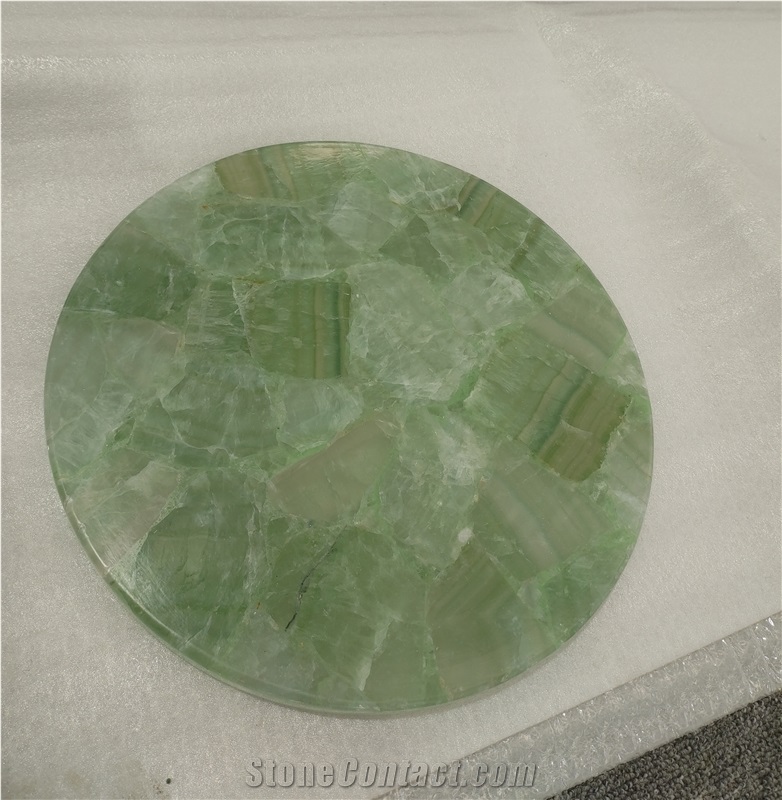 Green Translucent Crystal Fluorit Semiprecious Stone Slabs