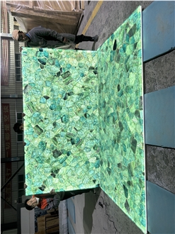 Natural Backlit Green Fluorite Stone Crystal Gemstone Panels