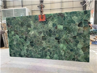 Natural Backlit Green Fluorite Stone Crystal Gemstone Panels