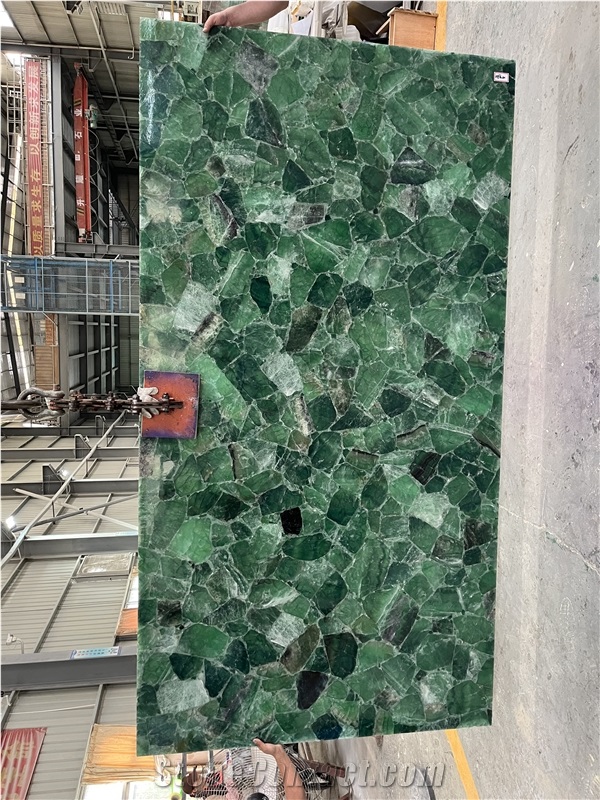 Natural Backlit Green Fluorite Stone Crystal Gemstone Panels
