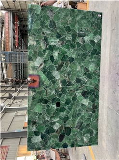 Natural Backlit Green Fluorite Stone Crystal Gemstone Panels