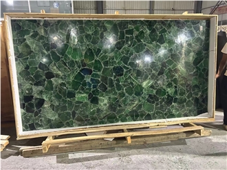 Natural Backlit Green Fluorite Stone Crystal Gemstone Panels