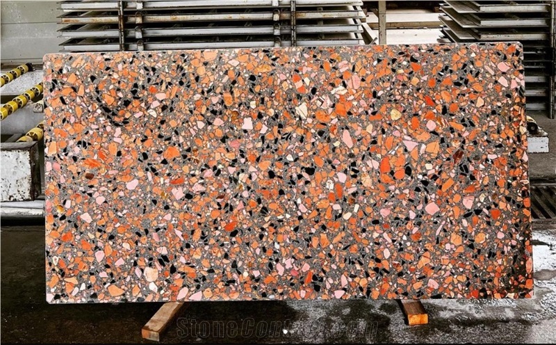 Alanya Ceppo Black & Red Terrazzo Slabs