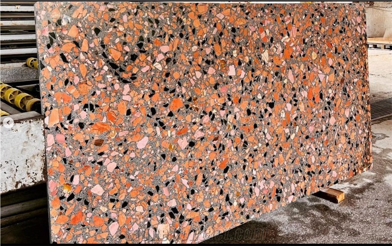 Alanya Ceppo Black & Red Terrazzo Slabs