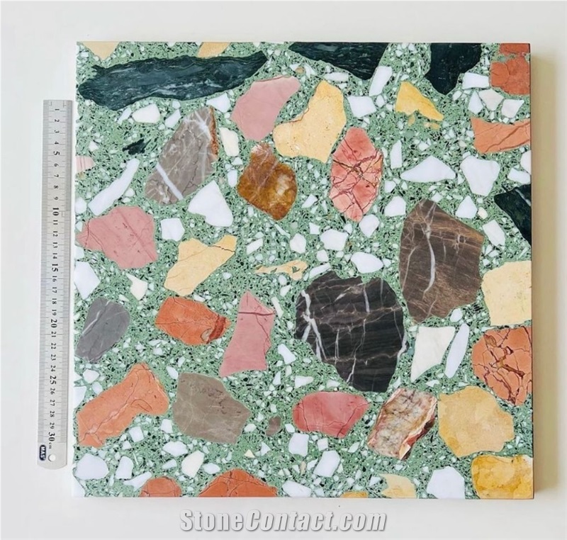 Alanya Ceppo Green Multicolor Art 1 Terrazzo Slabs