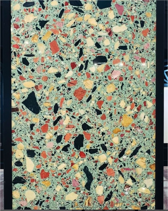 Alanya Ceppo Green Multicolor Art 1 Terrazzo Slabs