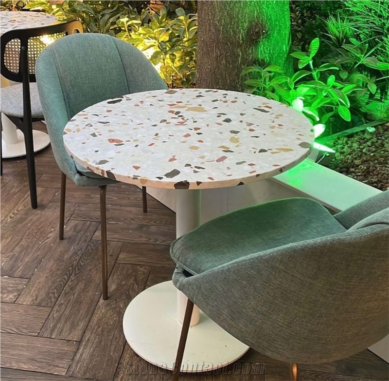 Alanya Ceppo White Terrazzo Table Tops