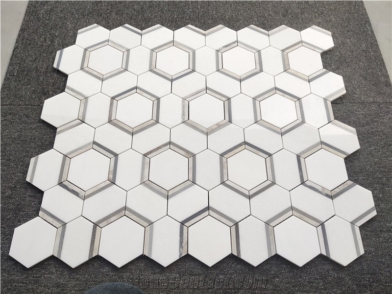 Bianco White Marble Hexagon Mosaic Tile