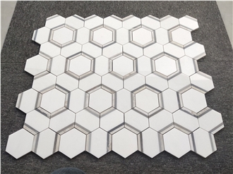 Bianco White Marble Hexagon Mosaic Tile