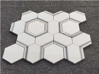 Bianco White Marble Hexagon Mosaic Tile