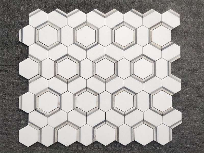 Bianco White Marble Hexagon Mosaic Tile