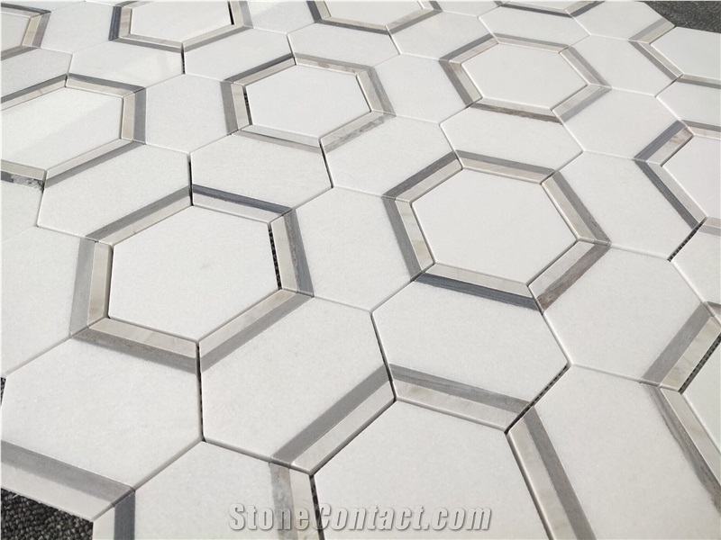 Bianco White Marble Hexagon Mosaic Tile