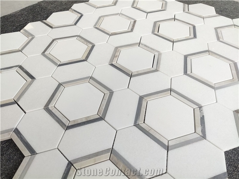 Bianco White Marble Hexagon Mosaic Tile