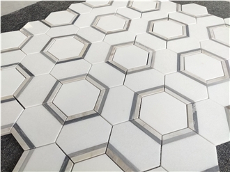 Bianco White Marble Hexagon Mosaic Tile