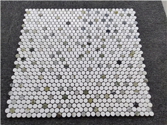 Emerald Green Marble Penny Round Mosaic Tiles
