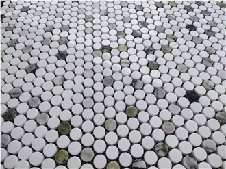 Emerald Green Marble Penny Round Mosaic Tiles