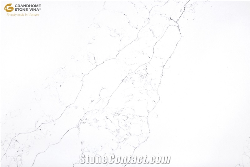 Carrara Classic Bianco Veins Quartz Slabs GSV 8108