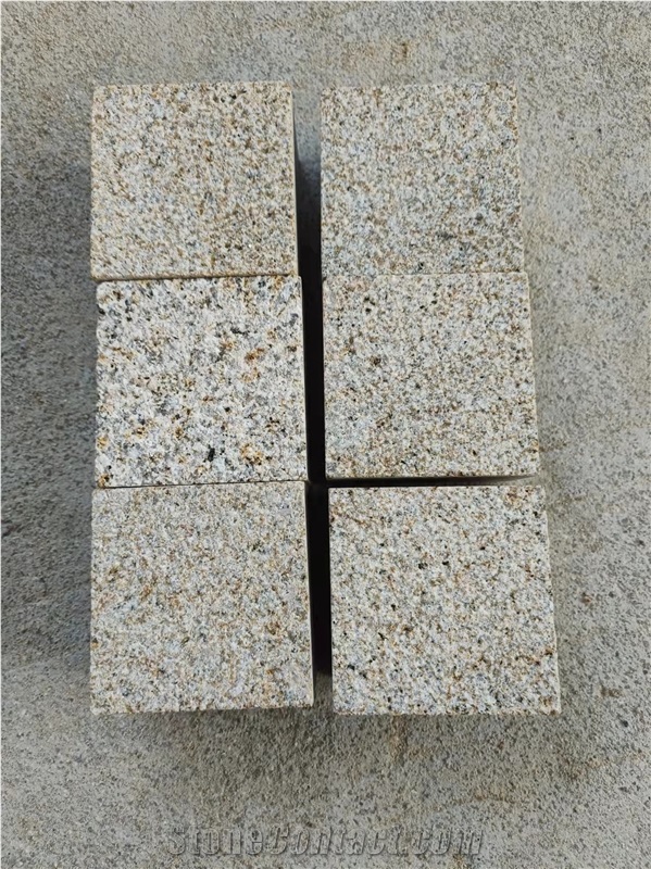 G682 Granite Golden Cristal Cube Stone, Paving Cobble Stone