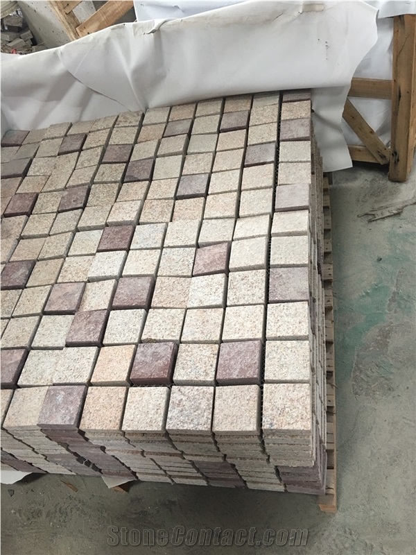 G682 Granite Golden Cristal Cube Stone, Paving Cobble Stone