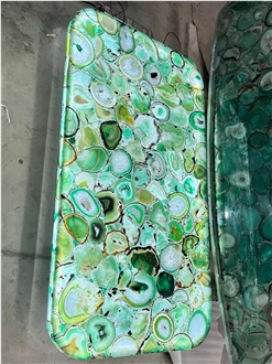 Green Agate  Restaurant Table Gem Stone Backlit Furniture