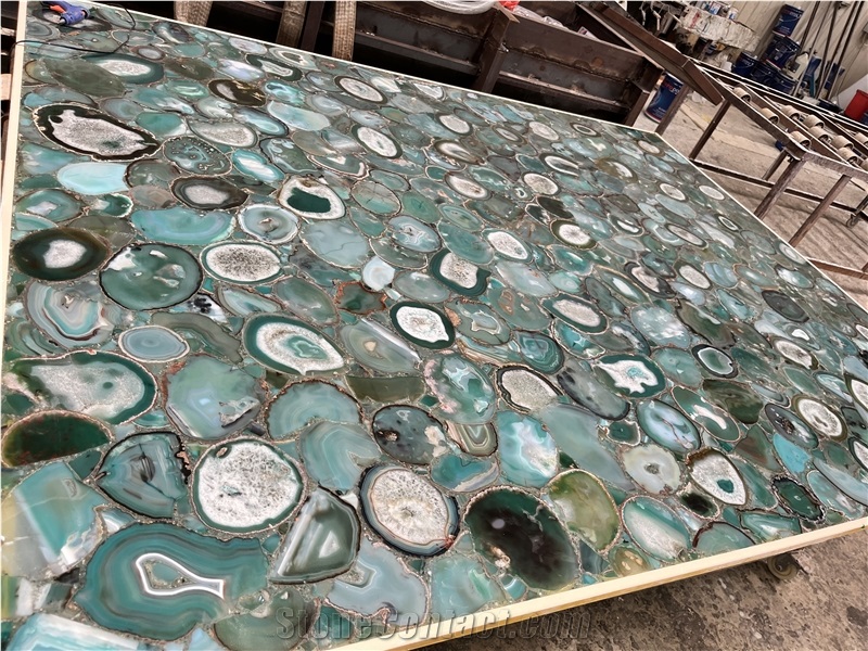 Green - White Agate Semiprecious Stone Slabs,Gemstone Slab