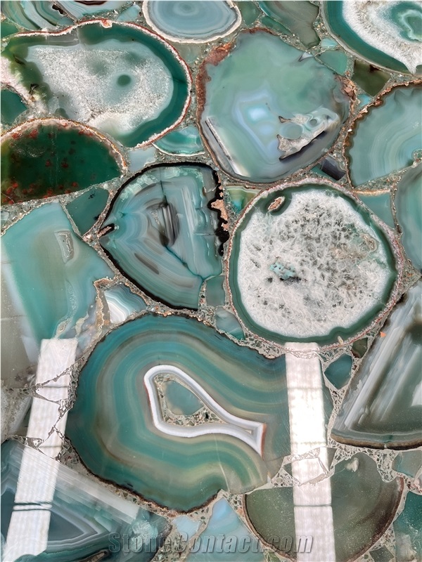Green - White Agate Semiprecious Stone Slabs,Gemstone Slab