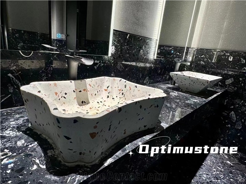 Optimustone Terazzo Commercial Counters,Prefabricated Solid Basin