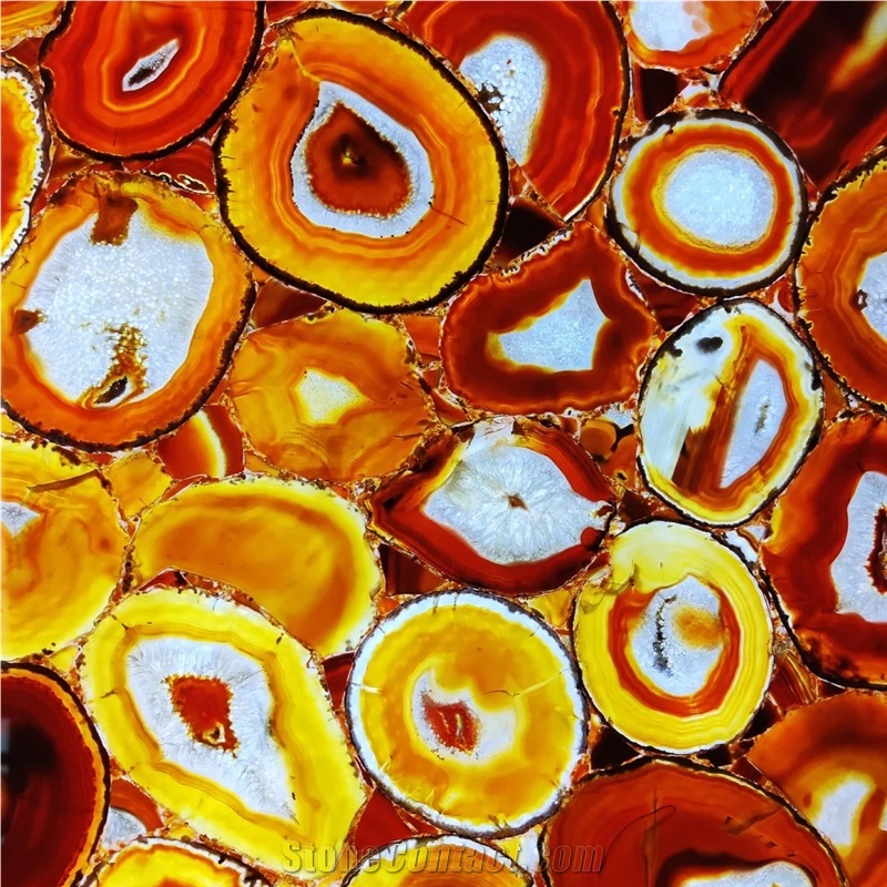 Agate Gemstone Red Slabs Semiprecious Stone Tiles