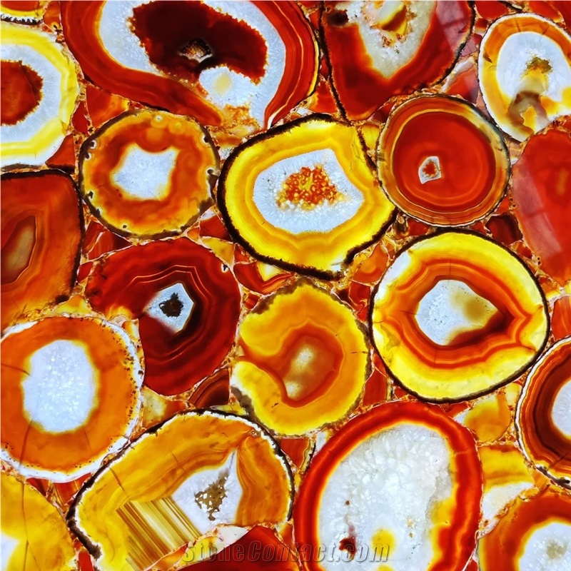 Agate Gemstone Red Slabs Semiprecious Stone Tiles