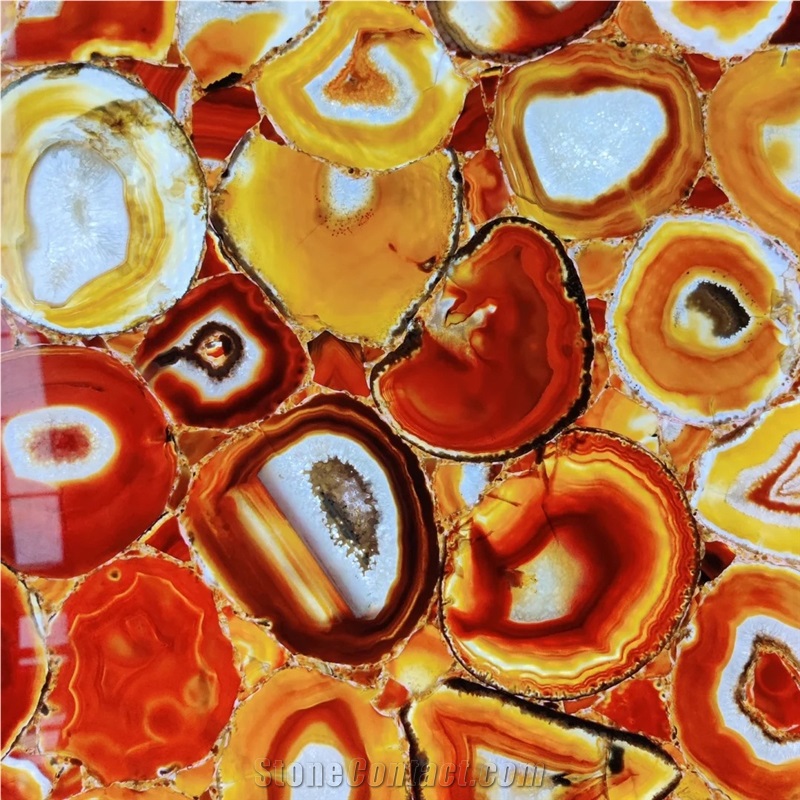 Agate Gemstone Red Slabs Semiprecious Stone Tiles