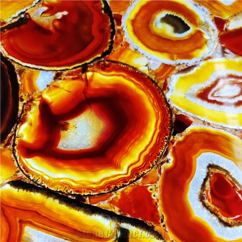Agate Gemstone Red Slabs Semiprecious Stone Tiles
