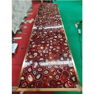 Agate Gemstone Red Slabs Semiprecious Stone Tiles