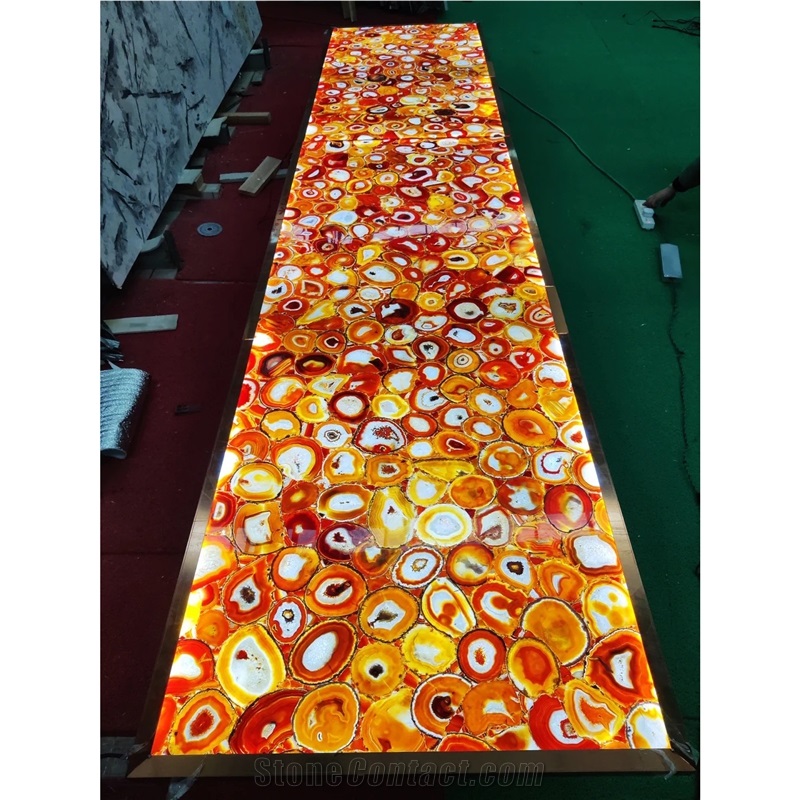 Agate Gemstone Red Slabs Semiprecious Stone Tiles